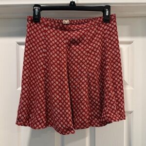 Hollister Red Patterned Mini Skirt